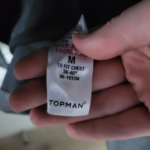 Men's Medium Grey Botton Up Topman Overcoat - Picture 4 of 6